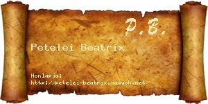 Petelei Beatrix névjegykártya